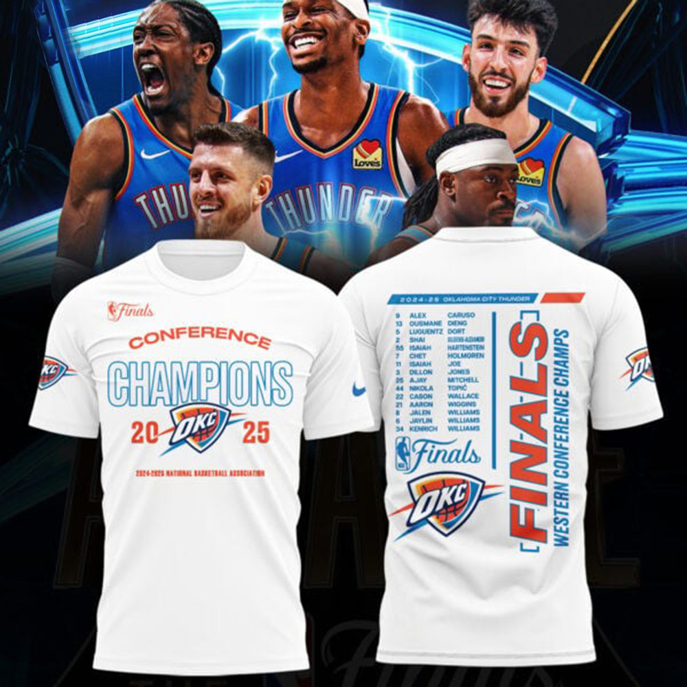 OKC City Thunder 2025 Western Conference Champions Shirt NBA Finals Merch Gifts For Him