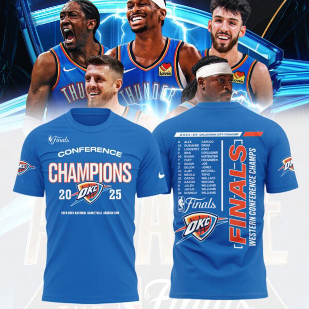 OKC City Thunder 2025 Western Conference Champions T-Shirt NBA Finals Merch Basketball Tee