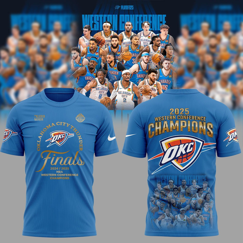 OKC City Thunder Western Conference Champions Shirt 2025 NBA Merch Basketball Fan Gear