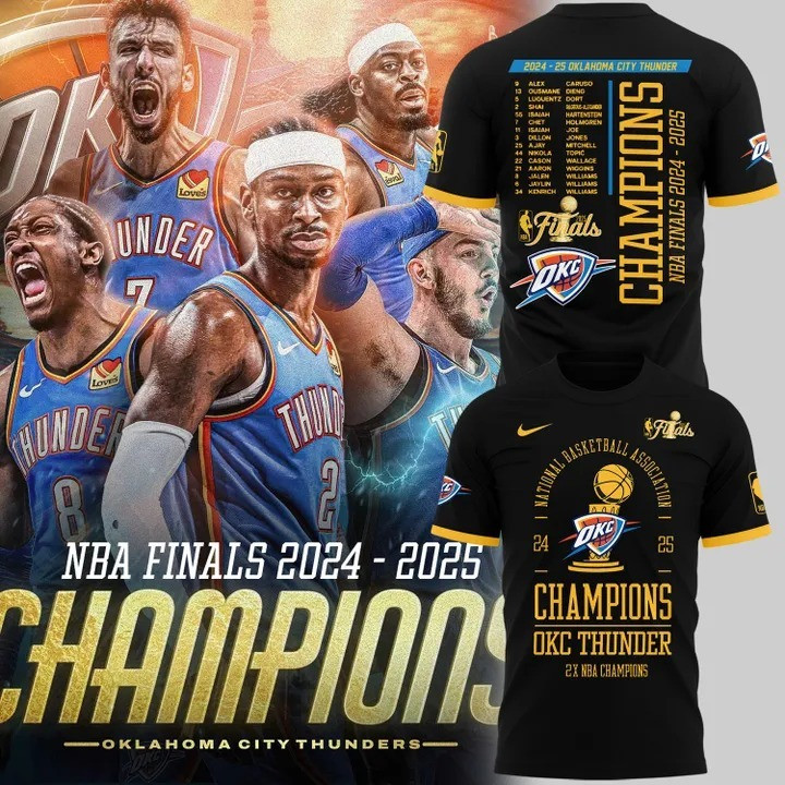 OKC First Time 2025 OKC Thunder NBA Champions T-Shirt Commemorative NBA Champs Shirt Gift For OKC Thunder Fans
