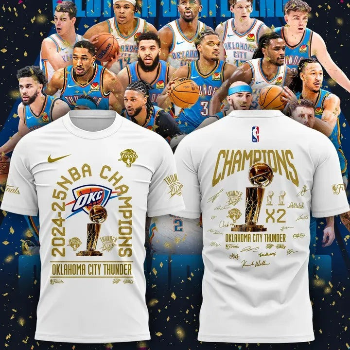 OKC National Basketball Association Champions 2025 White T-Shirt Great Gift Idea for Basketball Buyers