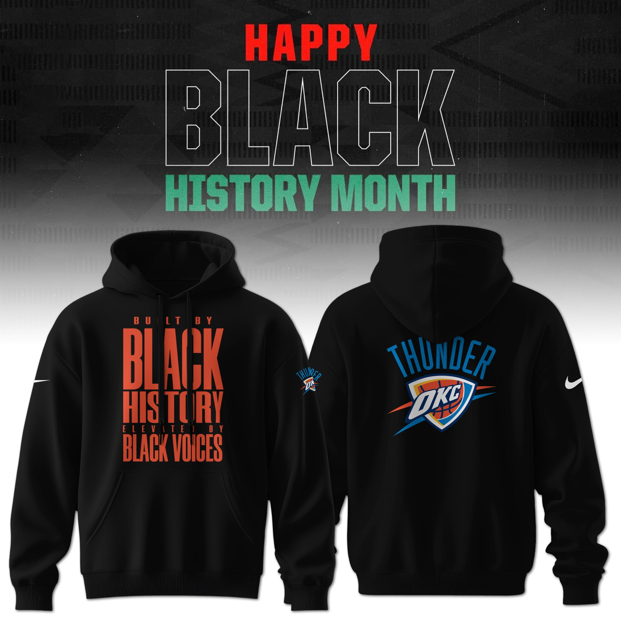 OKC Oklahoma City Thunder Hoodie Built Black History Elevated By Black Voices Apparel