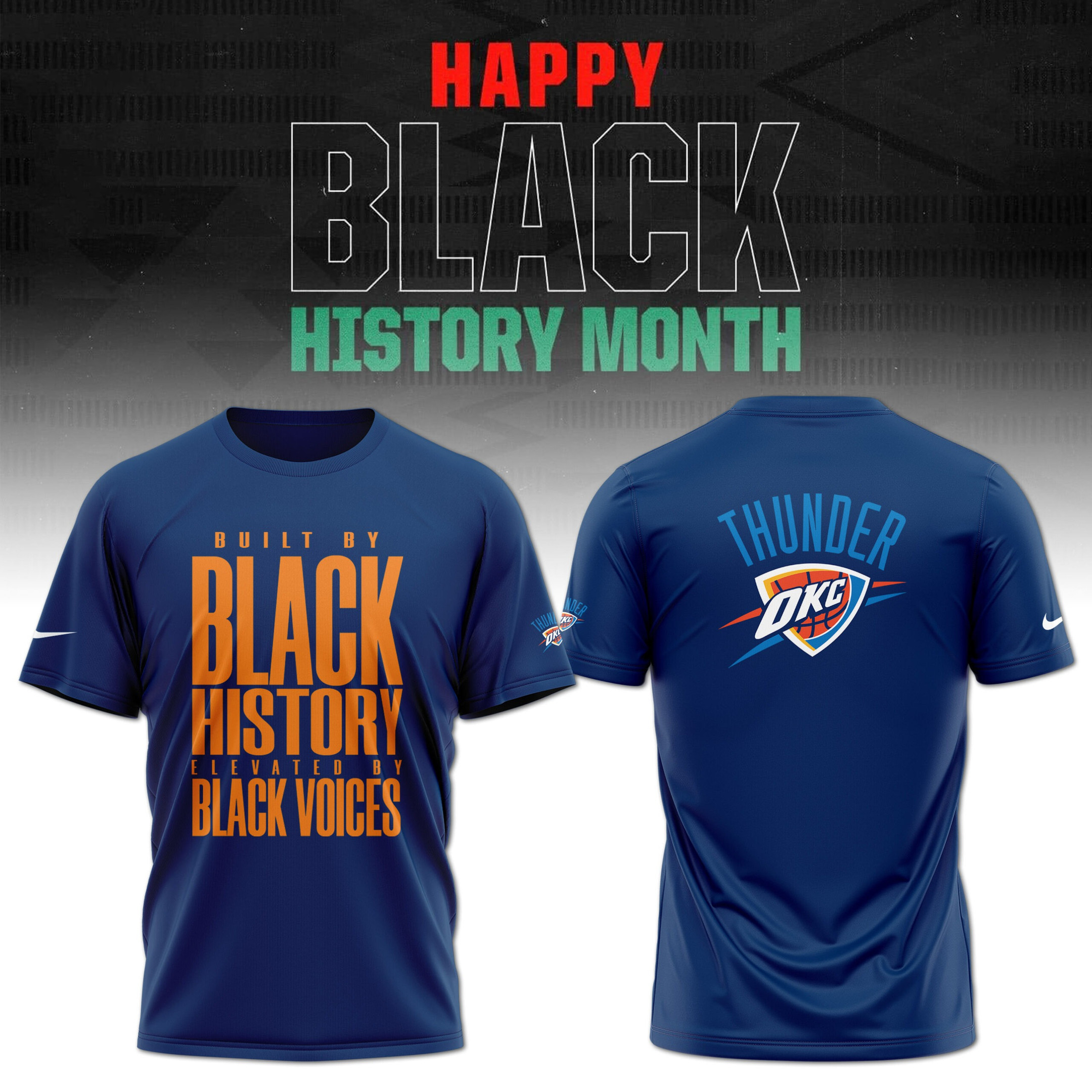OKC Oklahoma City Thunder Hoodie Built Black History Month Elevated By Black Voices Merch