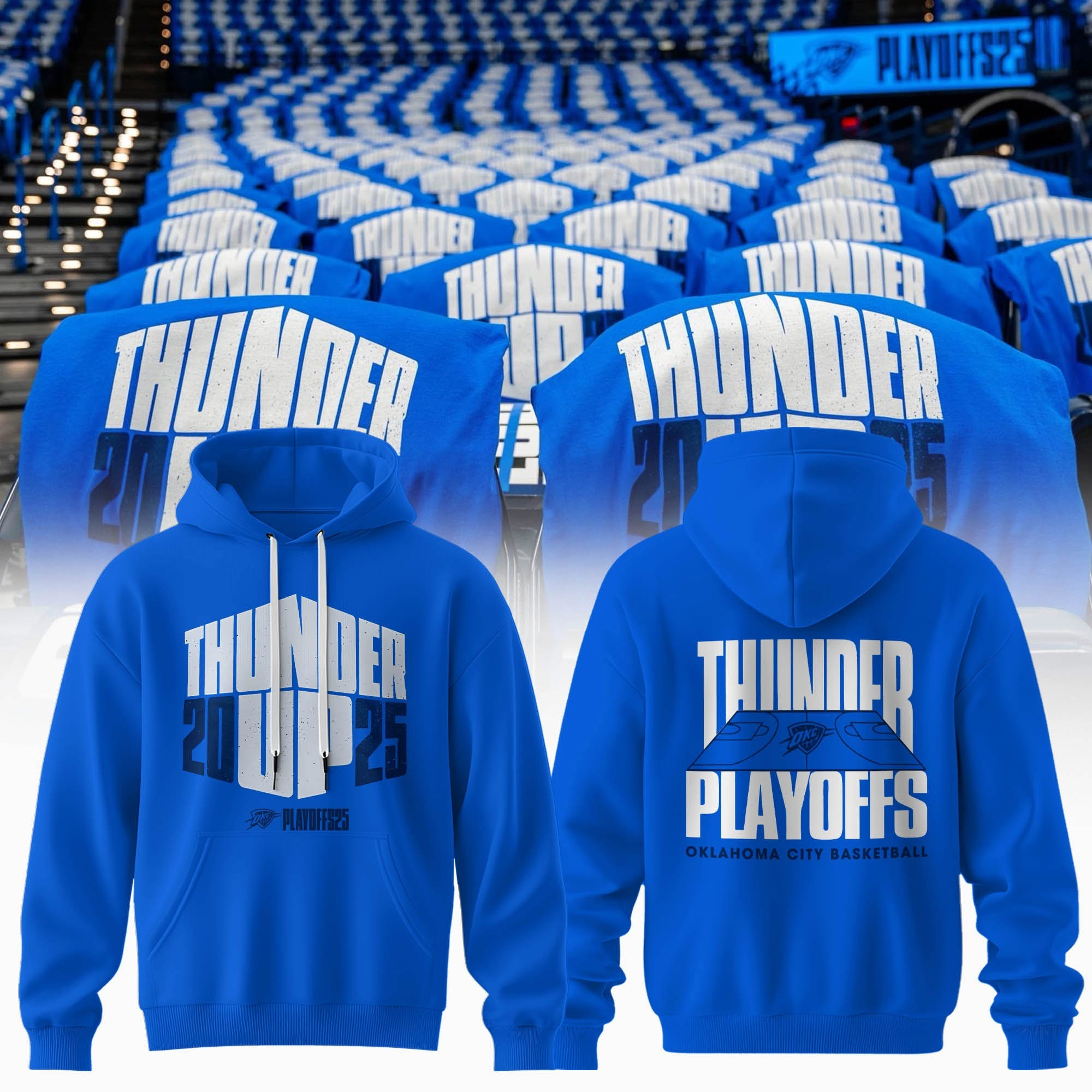 OKC Oklahoma City Thunder NBA 2025 Playoff Hoodie Blue Basketball OKC Thunder Merch