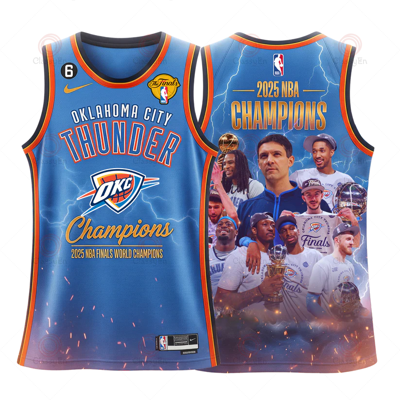 Okc Oklahoma City Thunder Nba Finals Champions Basketball Jersey Gifts For Husband