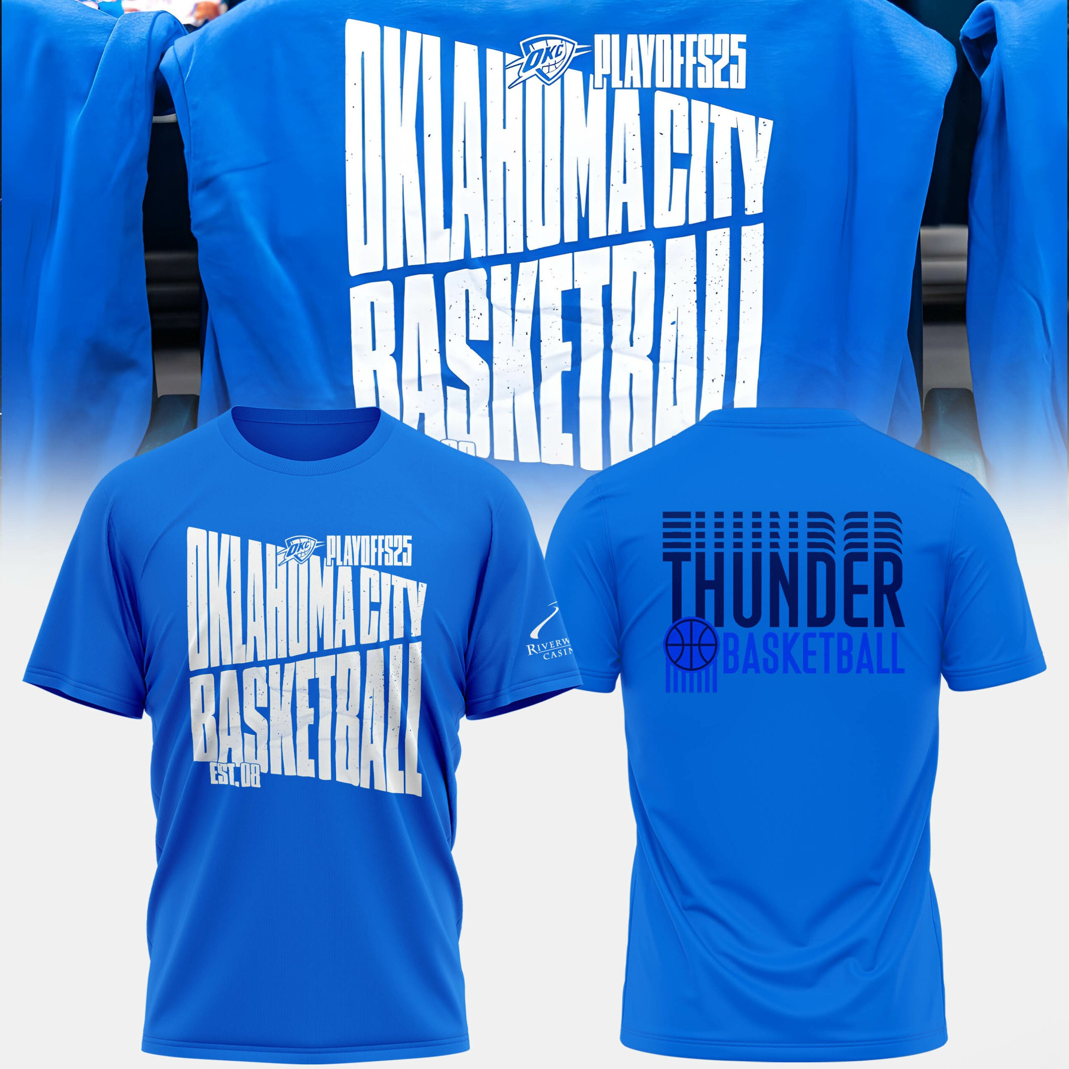 OKC Oklahoma City Thunder T-Shirt Blue Basketball NBA 2025 Playoffs Merch Gifts For Him