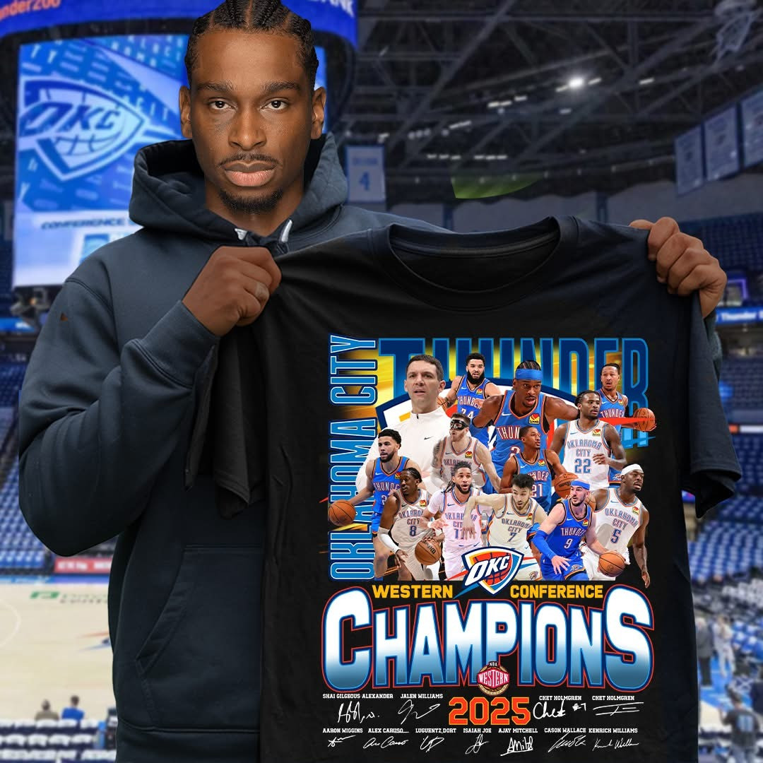 OKC Oklahoma City Thunder Western Conference Champions 2025 T-Shirt Fan Merch Gift Ideas