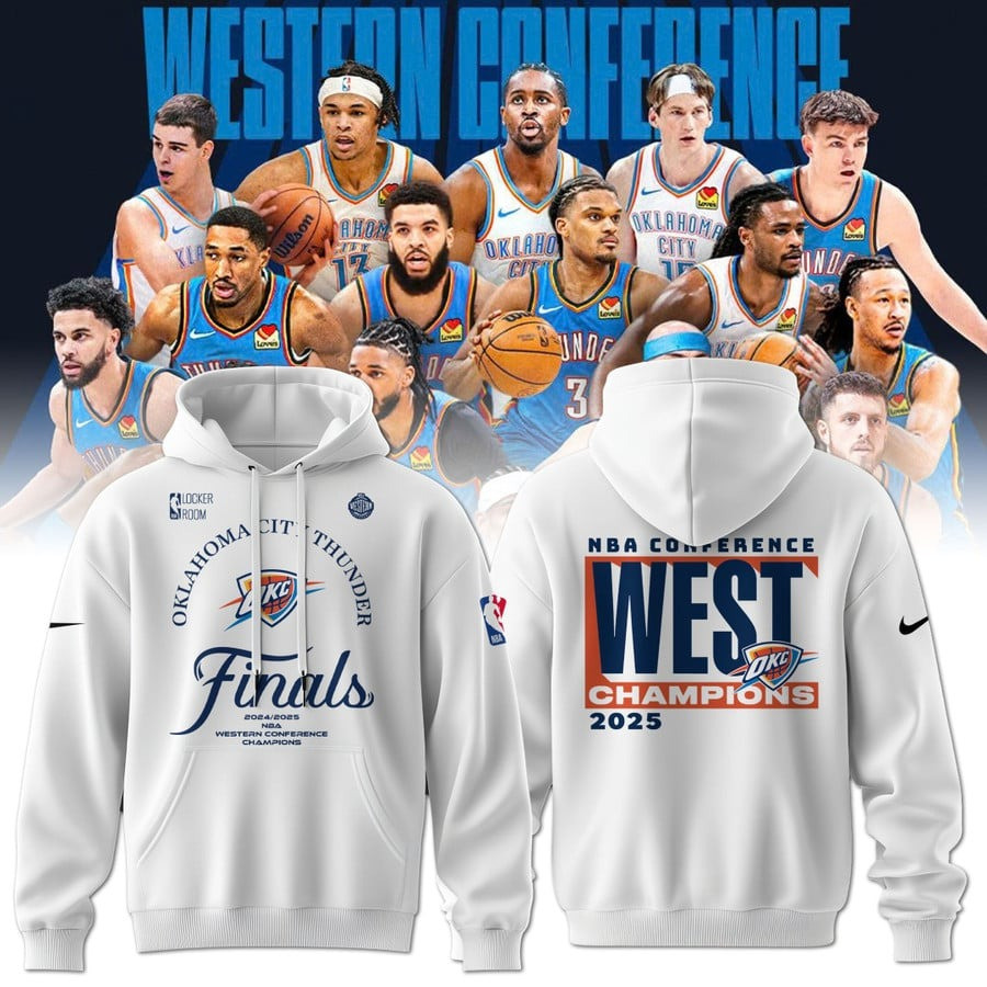 OKC Oklahoma City Thunder Western Conference Champions Hoodie 2025 NBA Merch Fan Gear