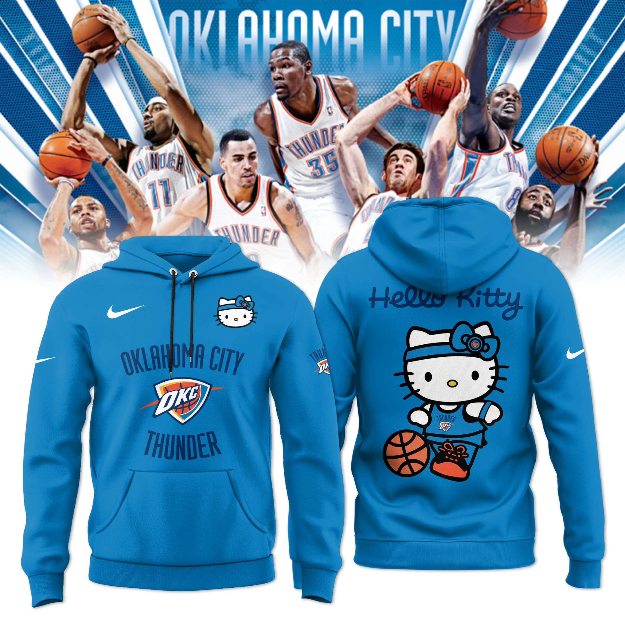OKC Oklahoma City Thunder x Hello Kitty Hoodie Cute Gifts For Basketball Lovers Fans