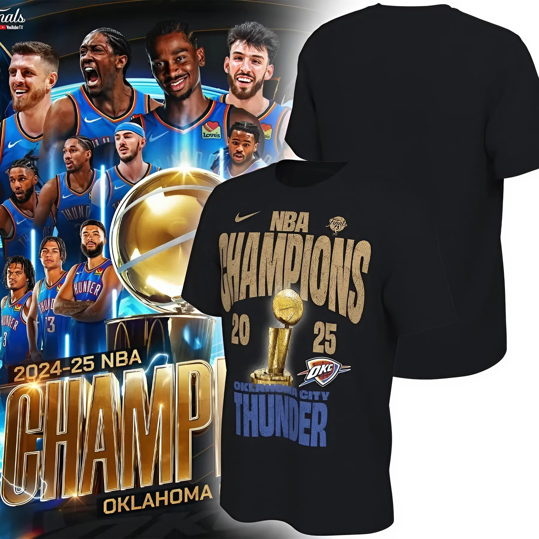 OKC Thunder 2025 NBA Champions Nike On-Court T-Shirt Exclusive Commemorative Tee Gift For Him
