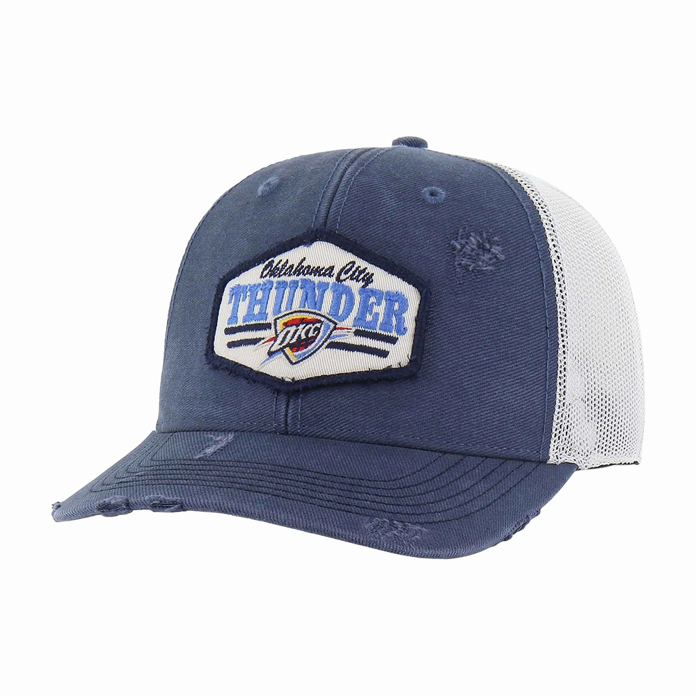 OKC Thunder Brand Weathered Salvage Trucker Hat NBA Western Conference Playoffs 2026 Trucker Cap
