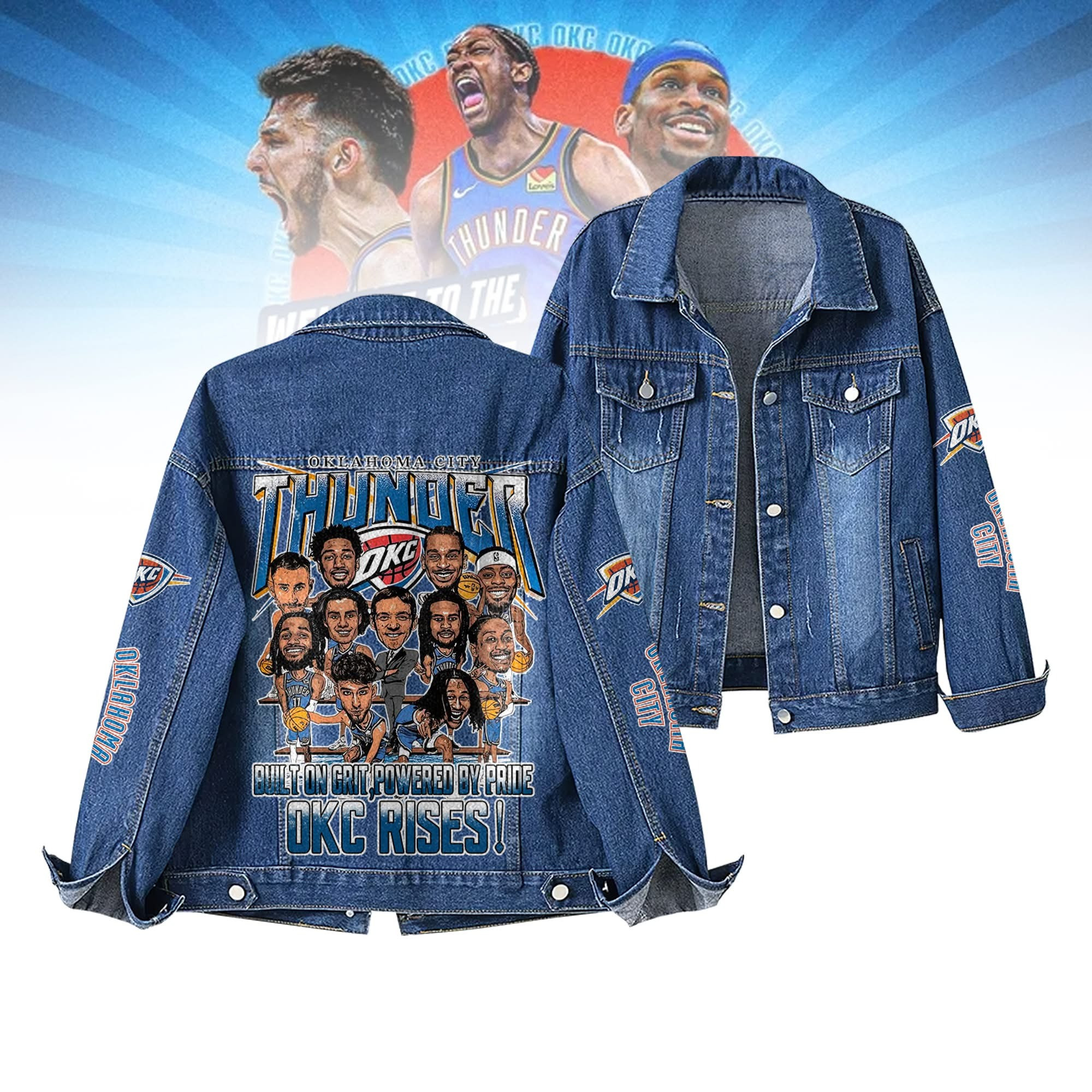 OKC Thunder Denim Jacket Oklahoma City Thunder Roster Gift For NBA Basketball Fans