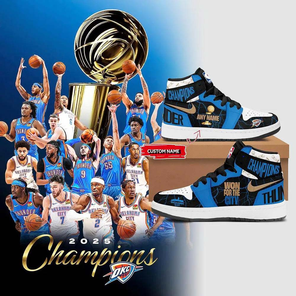 OKC Thunder NBA Champions 2025 Limited Edition Air Jordan 1 Useful Gifts For Husband