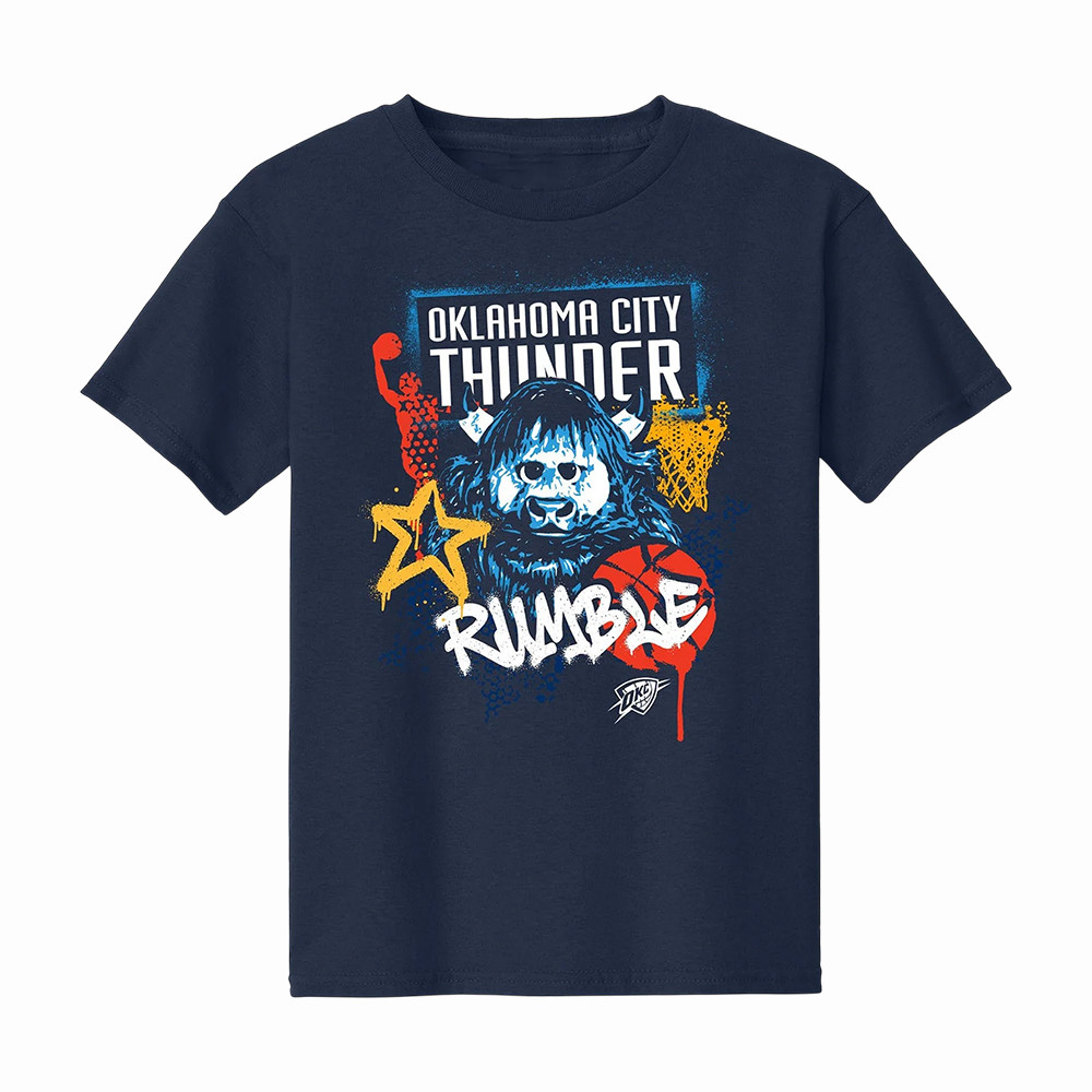 OKC Thunder Rumble Graffiti T-Shirt NBA Western Conference Playoffs 2026 Clothes Fans Gear