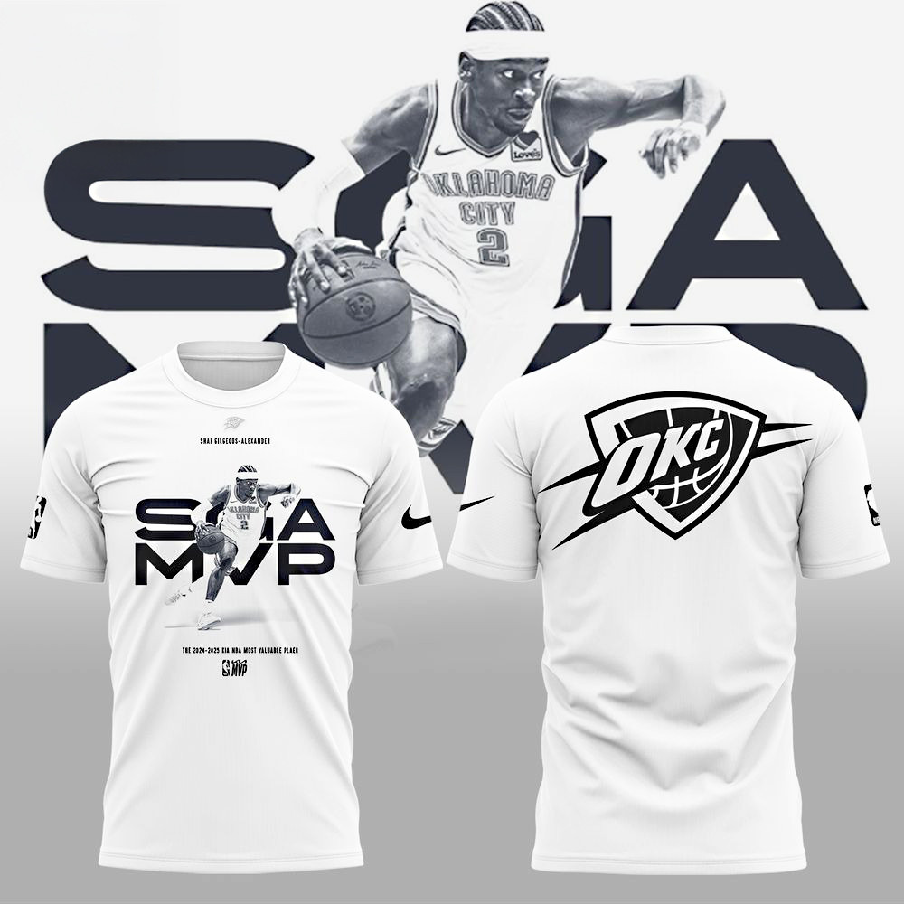 OKC x The MVP 24 2025 White T-Shirt Gifts For The Basketball Enthusiast
