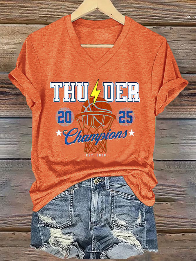 Oklahoma 2025 Champions Basketball V-Neck Tshirt Gifts For Basketball Player