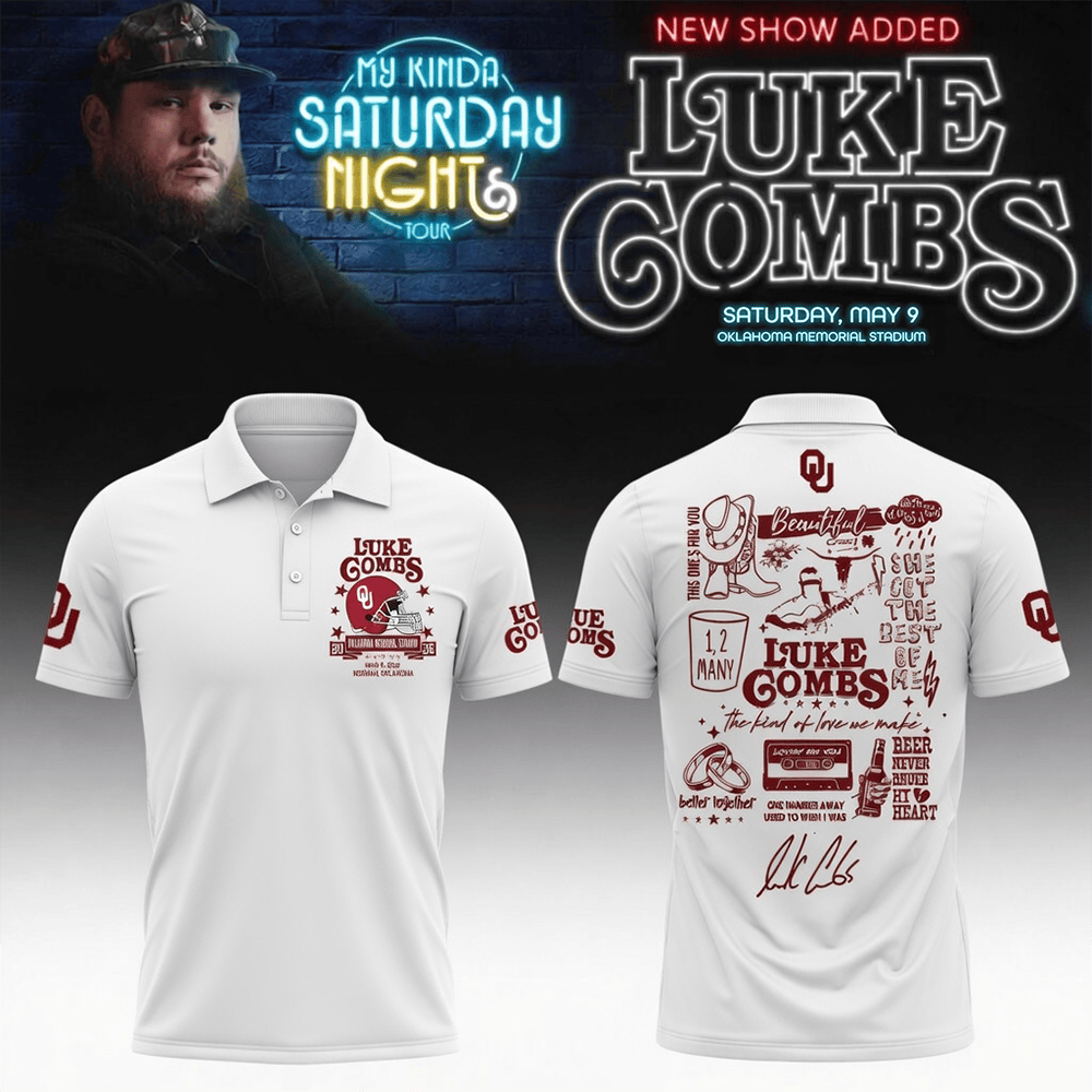 Oklahoma 2026 x Luke Combs Merch Polo Shirt My Kinda Saturday Night Tour Shirt Fan Gift