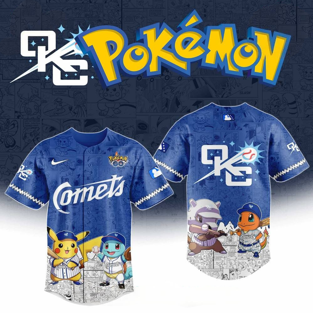 Oklahoma City Comets x Pokemon Go Special Baseball Jersey Baseball Lover Gift Ideas