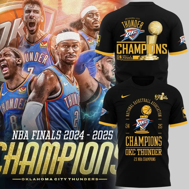 Oklahoma City OKC Thunder Champions Shirt Men's NBA Finals Merch Unique Gifts For Fans