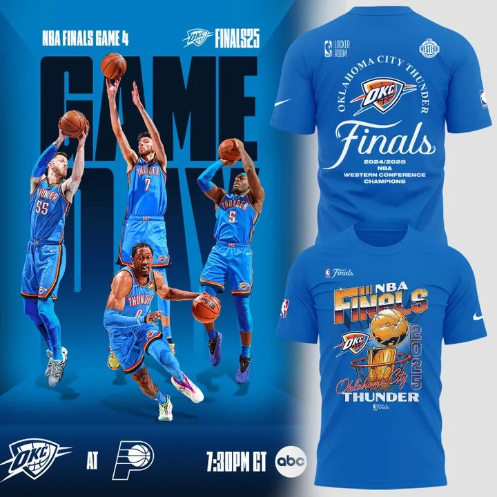 Oklahoma City OKC Thunder Western Conference Champions 2025 Shirt Blue NBA Final Clothing