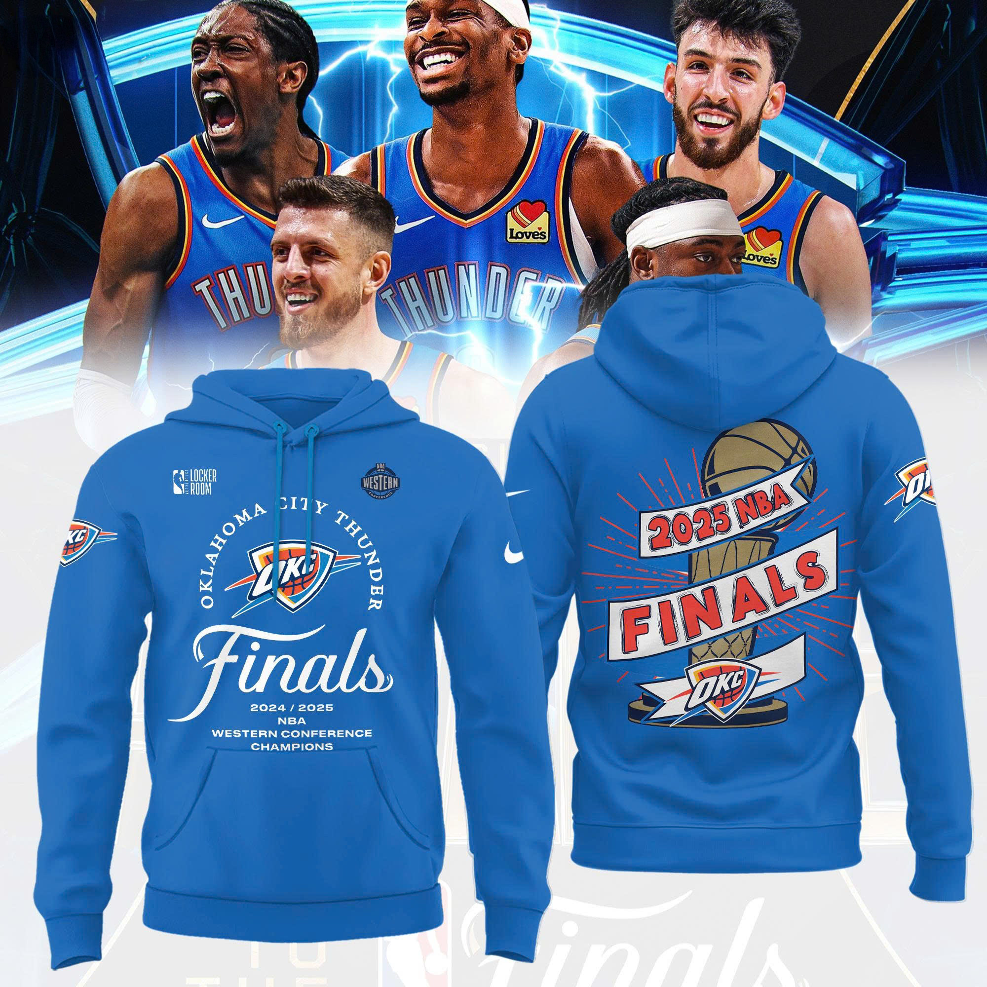 Oklahoma City Thunder 2025 Western Conference Champions Hoodie Presents For Basketball Fans