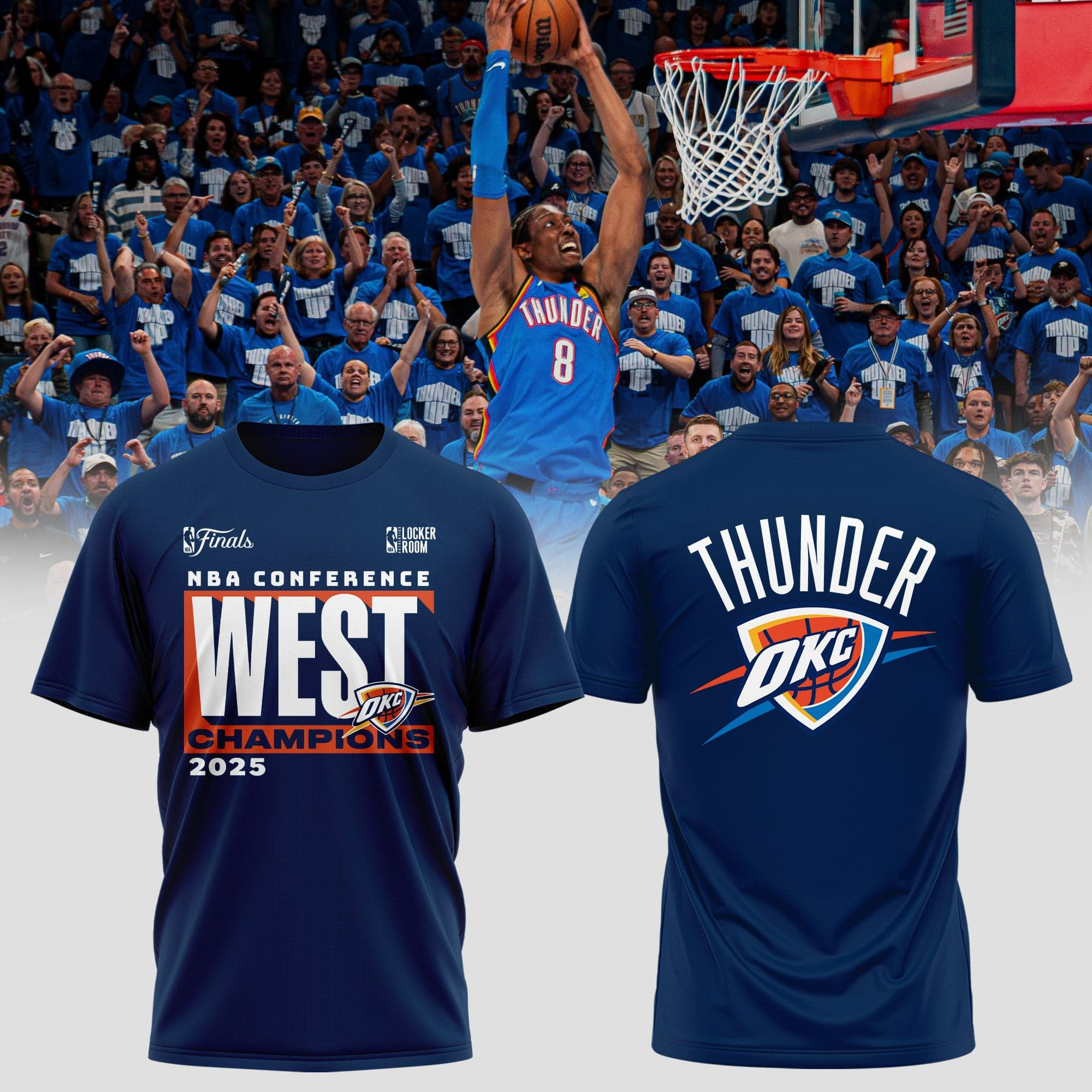 Oklahoma City Thunder 2025 Western Conference Champions Locker Room T-Shirt Presents For Basketball Fans
