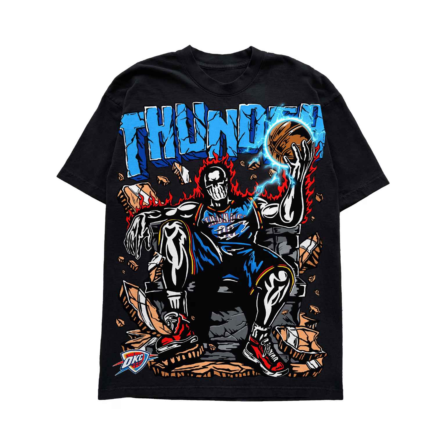Oklahoma City Thunder 2026 NBA Playoffs Skeleton T-Shirt Game Day Clothing Fans Gear