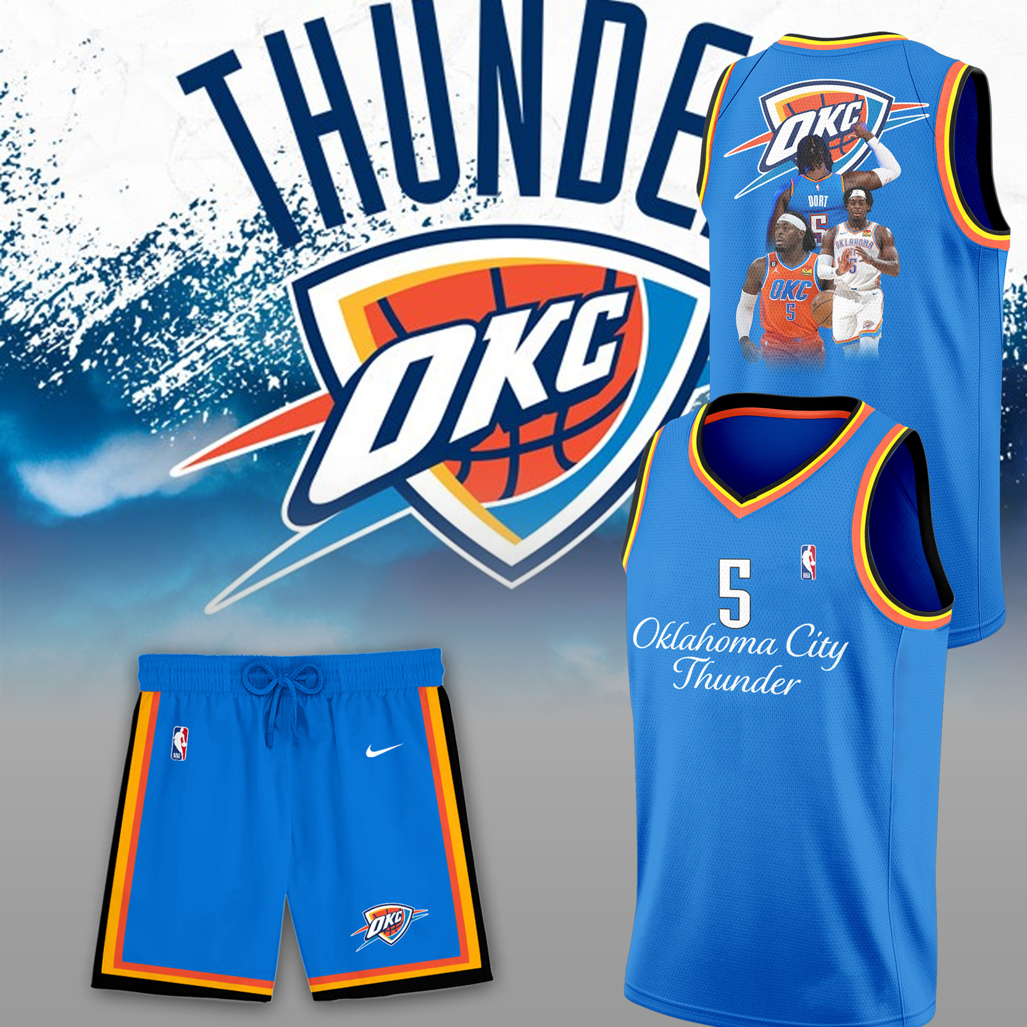 Oklahoma City Thunder Basketball Jersey Set Best Gifts For Basketball Lovers
