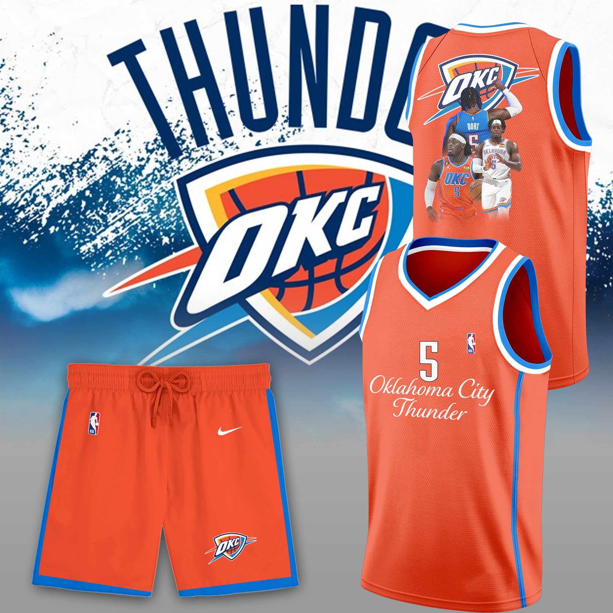 Oklahoma City Thunder Basketball Jersey Set Presents For Basketball Fans