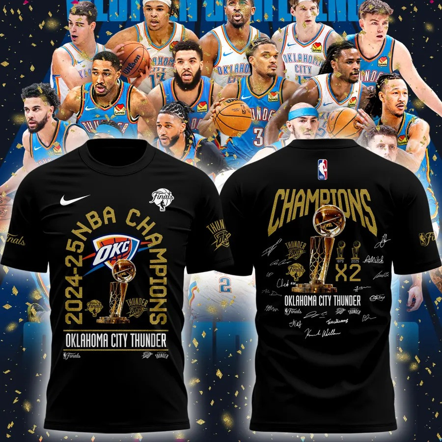 Oklahoma City Thunder Nike T-Shirt 2025 NBA Finals Champions Official Fan Tee Gift For Sports Enthusiasts