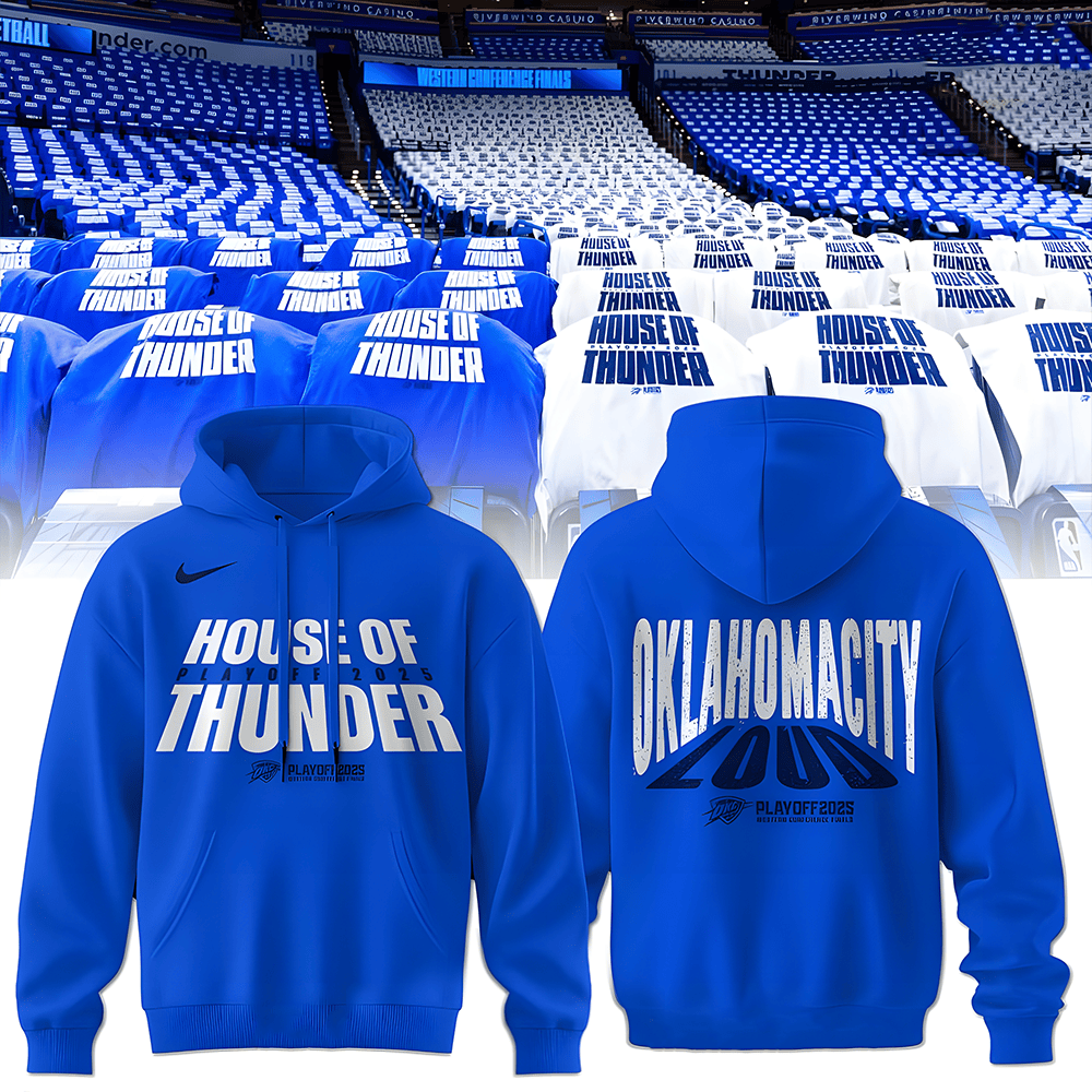 Oklahoma City Thunder Playoff 2025 Blue Hoodie Good Gifts For Basketball Fans