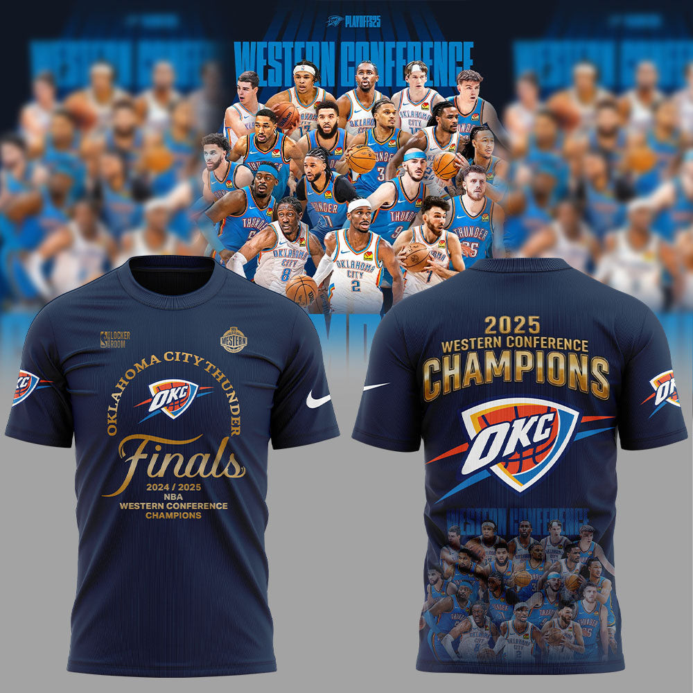 Oklahoma City Thunder Western Champs Blue T-Shirt Great Gifts For Basketball Fans