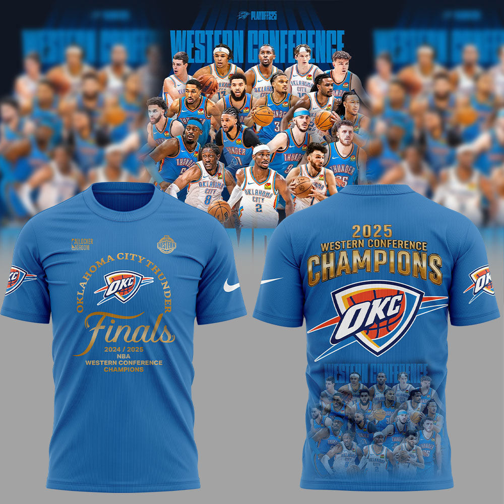 Oklahoma City Thunder WESTERN CONFERENCE CHAMPS Blue T-Shirt Cool Gifts For Basketball Fans