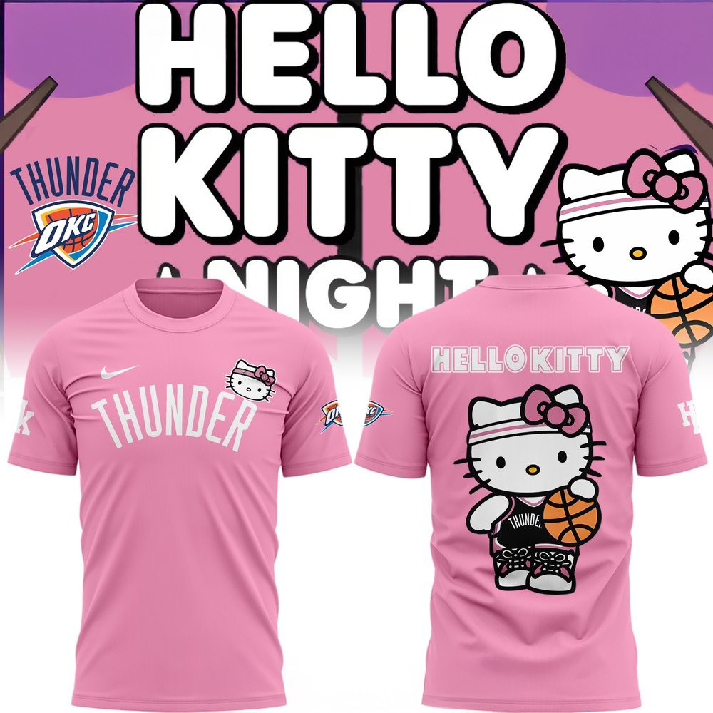 Oklahoma City Thunder x Hello Kitty 2025 Pink T-Shirt Best Gifts For Basketball Lovers