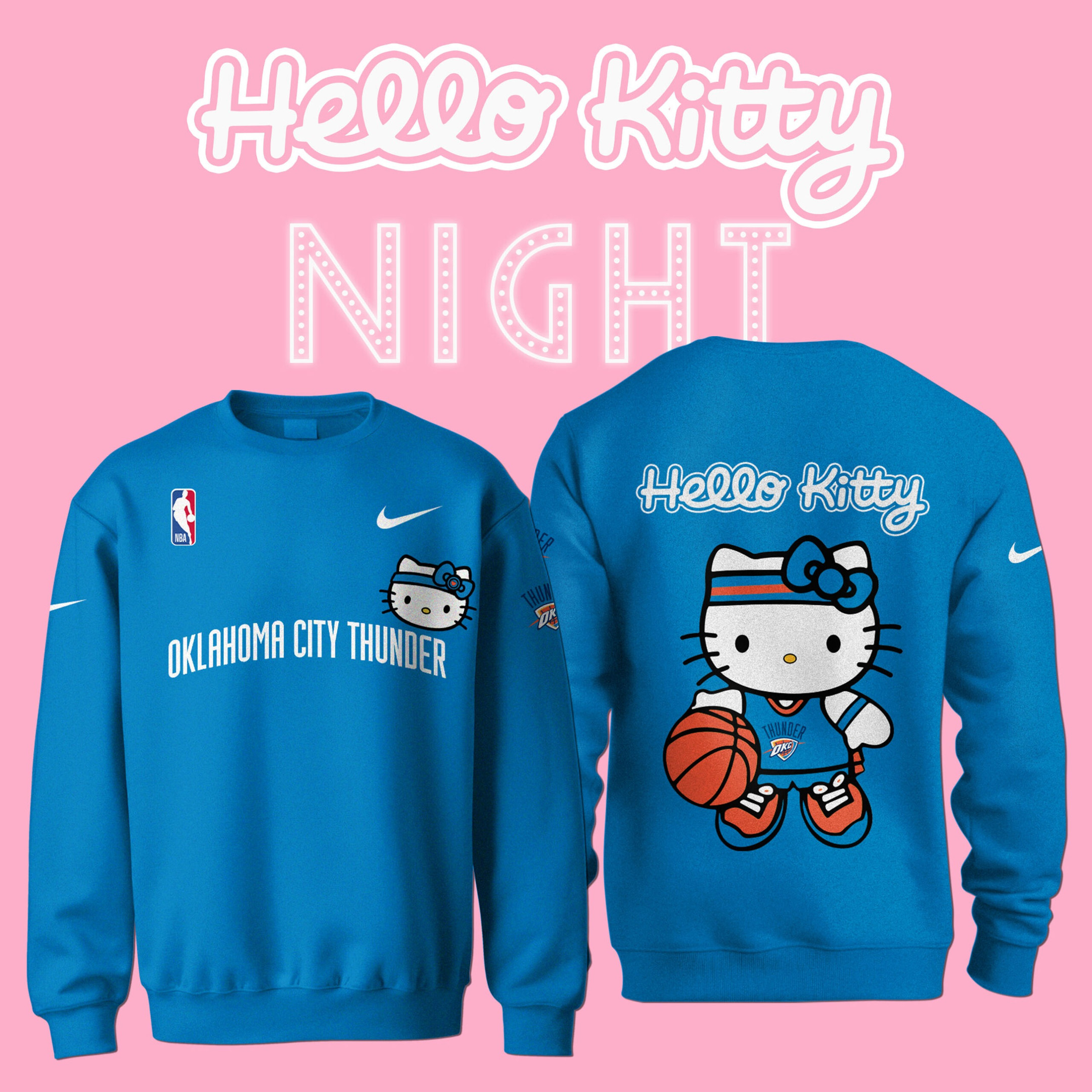 Oklahoma City Thunder x Hello Kitty Sweatshirt Gift Ideas For Basketball Lovers