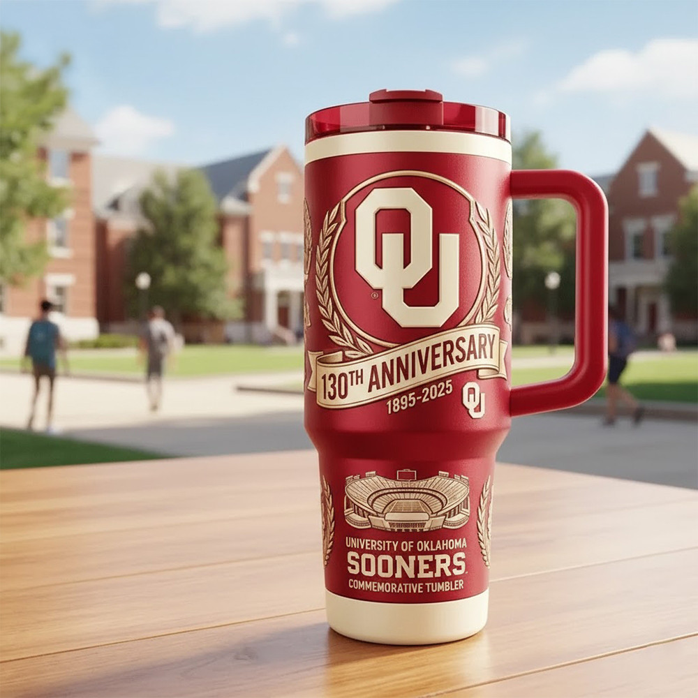 Oklahoma Sooners 130Th Anniversary Commemorative Stanley Tumbler Cup Football Merch