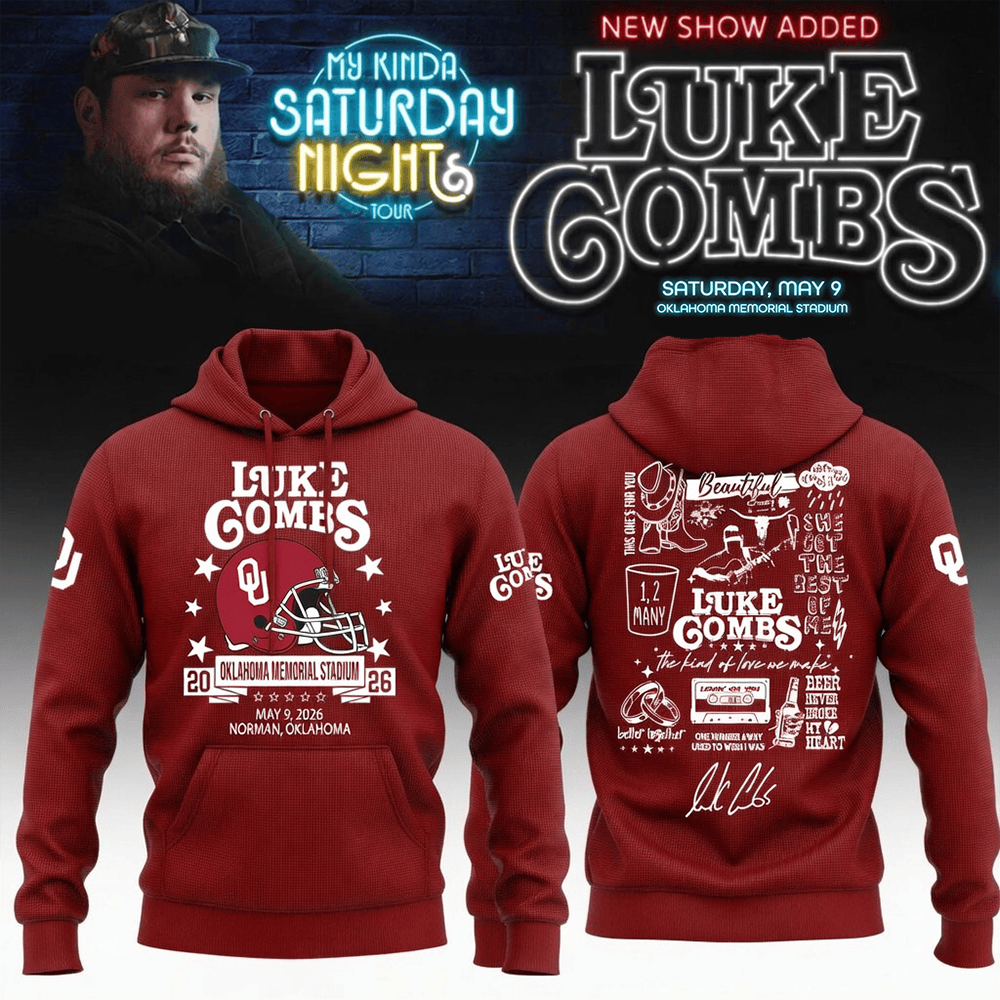 Oklahoma Sooners 2026 x Luke Combs Merch Hoodie My Kinda Saturday Night Tour 2026 Clothing