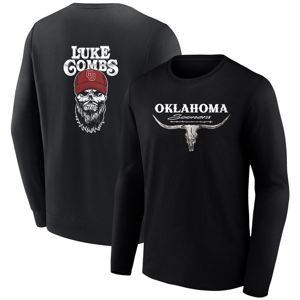 Oklahoma Sooners x Luke Combs Country Music Skull Long Sleeve Shirt Oklahoma Sooners Apparel