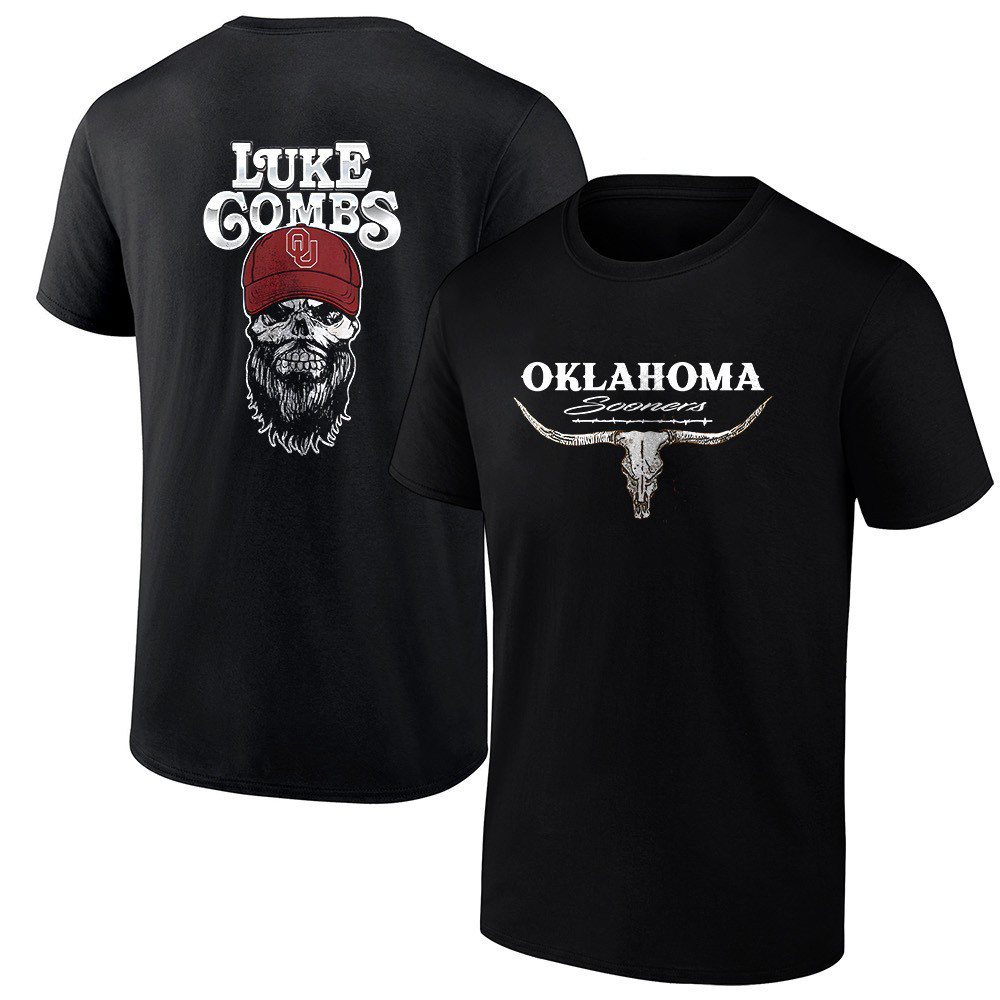 Oklahoma Sooners x Luke Combs Country Music Skull T-Shirt Oklahoma Sooners Clothes