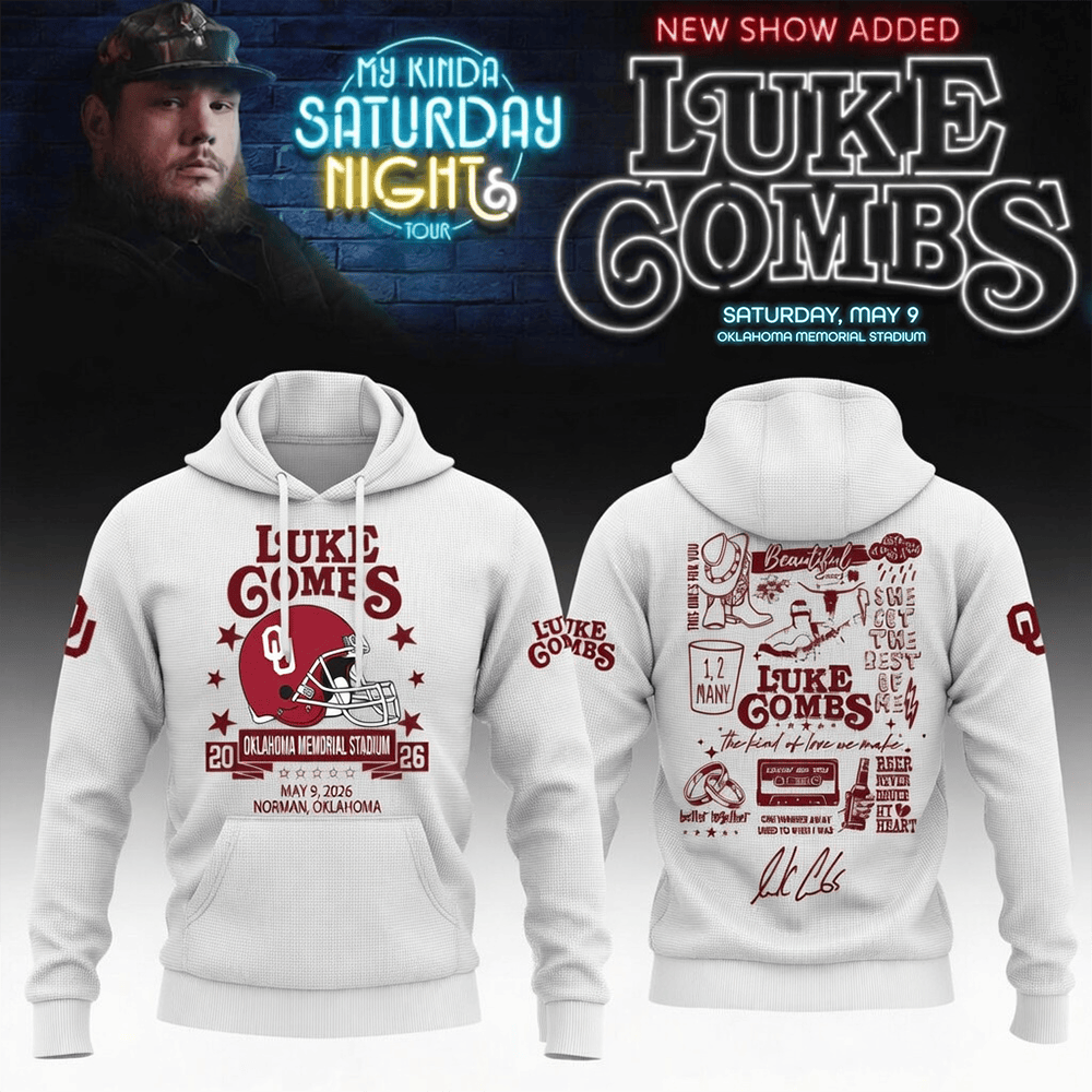Oklahoma Sooners x Luke Combs Merch Hoodie My Kinda Saturday Night Tour 2026 Apparel Fan Gear