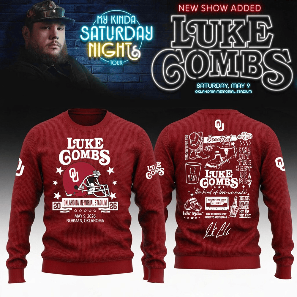 Oklahoma Sooners x Luke Combs Merch My Kinda Saturday Night Tour 2026 Sweater Fan Gear