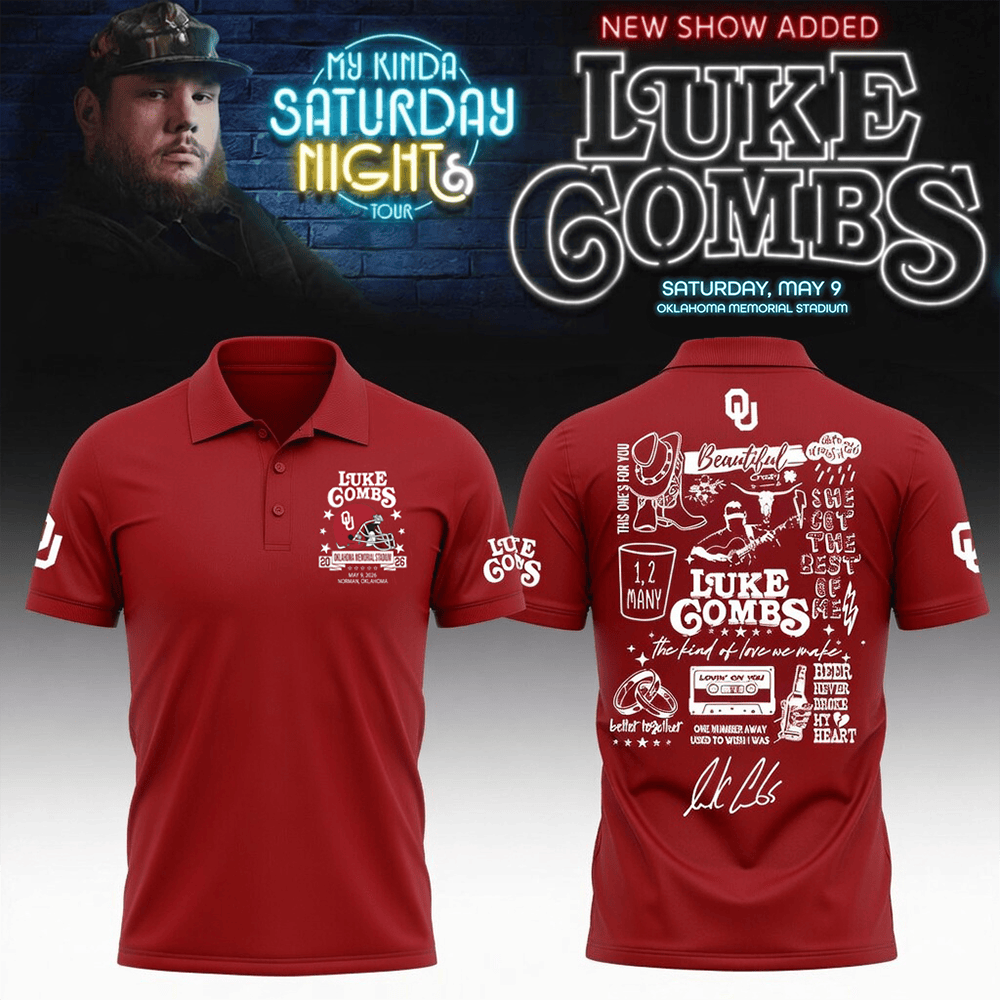 Oklahoma Sooners x Luke Combs Merch Polo Shirt My Kinda Saturday Night Tour 2026 Clothes