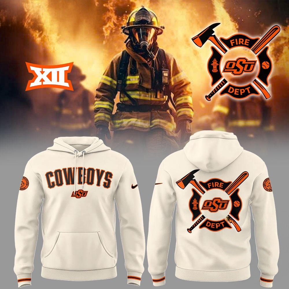 Oklahoma State Cowboys Baseball x Firefighter Appreciation Hoodie Baseball Player Gift Ideas