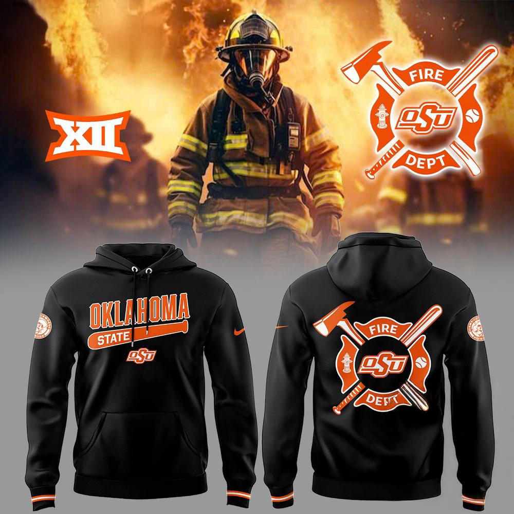 Oklahoma State Cowboys Baseball x Firefighter Appreciation Hoodie Baseball Team Gift Ideas