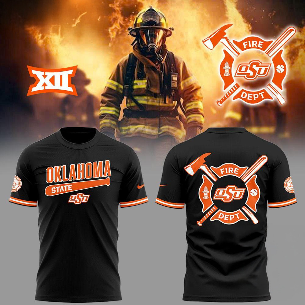 Oklahoma State Cowboys Baseball x Firefighter Appreciation Shirt Baseball Team Gift Ideas