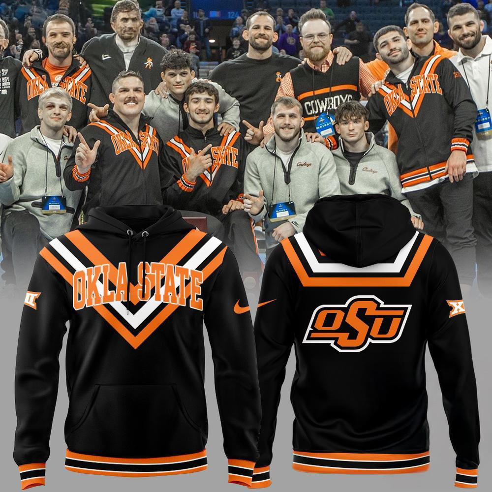 Oklahoma State Cowboys Wrestling Black Hoodie Football Fan Gift Ideas