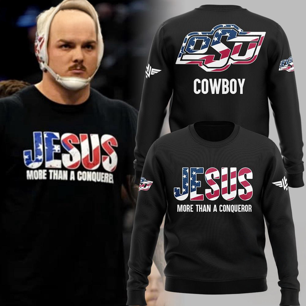 Oklahoma State Cowboys Wyatt Hendrickson JESUS Sweatshirt Gift Ideas For Football Lovers
