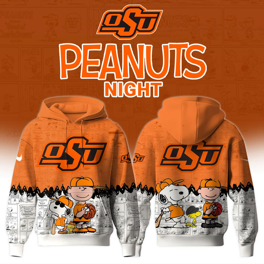 Oklahoma State Cowboys x Peanuts Night Hoodie 75Th Anniversary Of Peanuts OSU Fan Merch