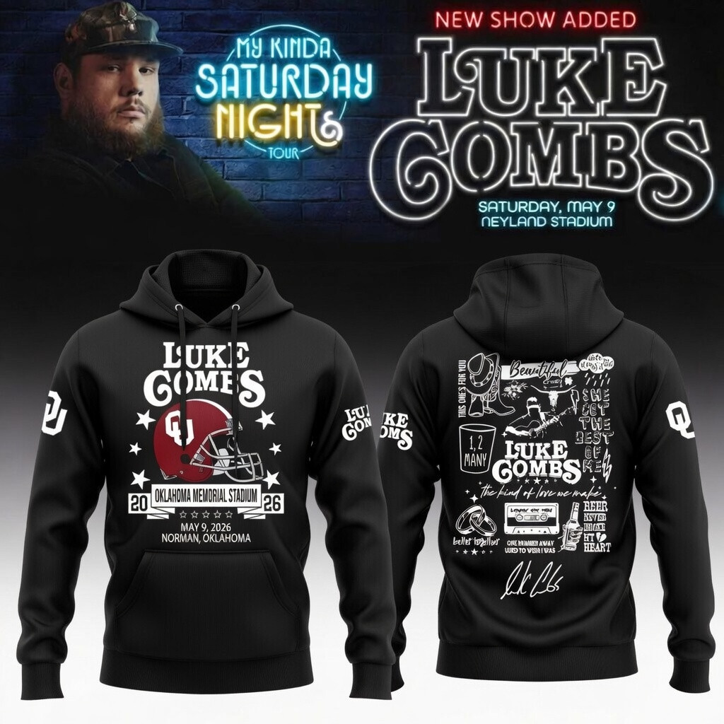 Oklahoma x LC My Kinda Saturday Night Tour Hoodie Luke Combs Hooded Sweatshirt