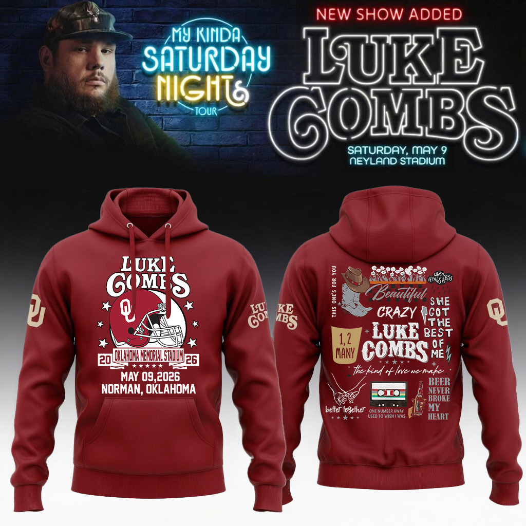 Oklahoma x LC My Kinda Saturday Night Tour Hoodie Luke Combs Music Apparel Gift For Fans